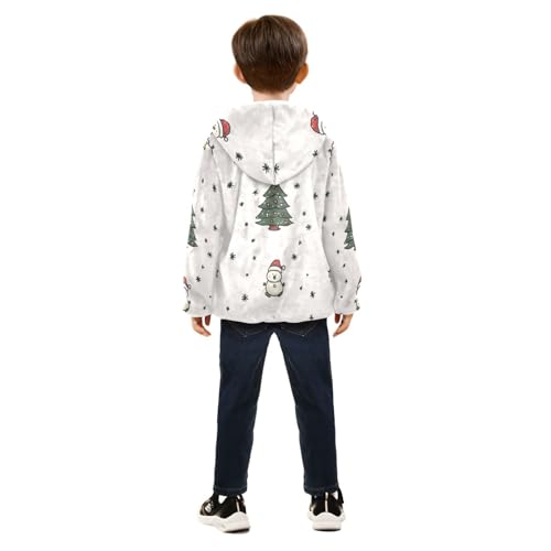 Christmas Tree and Snowman Girls Fleece Jacket Girls Fall Jacket Girls Zip Up Hoodie Girls Sherpa Jacket 2-10T4