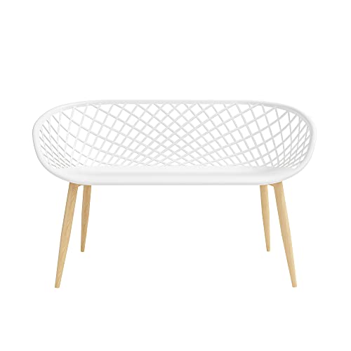 Jamesdar Kurv Bench White and Natural Indoor/Outdoor