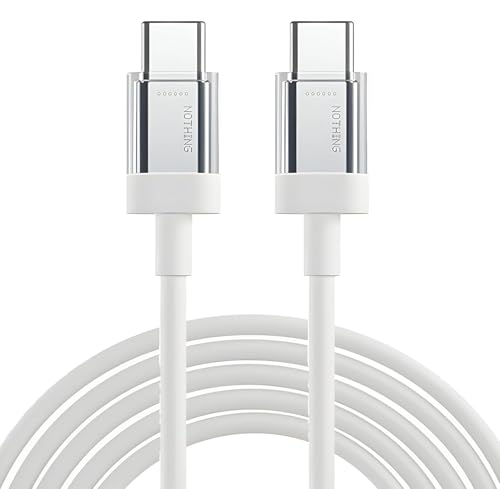Image of NISHTECH Original USB-C to USB-C Charging Cable For Nothing Devices - Compatible Fast Charging for Nothing Cmf, Nthing Phne 2a /Phone 2 /Phone 1, Bud, Laptops & More Type C Devices, White