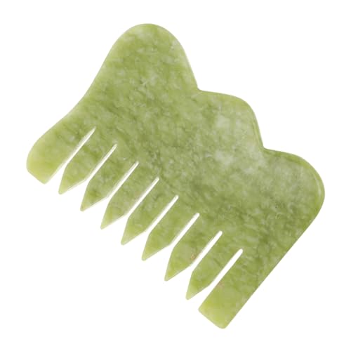 Ipetboom 1Pc Natural Jade Scalp Massage Comb Skin Friendly Hair Care Tool for Relaxation and Light Green