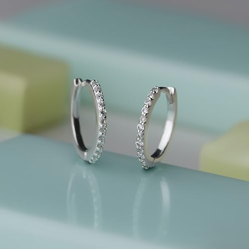 Image of TRUESILVER ACPL 925 Sterling Silver Hoop Earrings | Huggie Hoop Earrings for Women & Men | Classic Everyday Unisex Fashion Jewelry