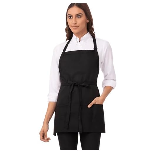 Chef Works Three Pocket Apron, Black, 24-Inch Length by 28-Inch Width