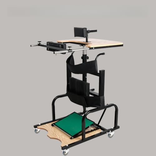 WGMリハビリテーションスタンディングフレーム、スタンド下肢リハビリ機器、高さ調節可能な歩行補助スタンダーウォーカー、障害者用、脳卒中片麻痺リハビリトレーニング (車輪付き,ブラック)