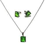 E40810 & P41012 Mt. St. Helens Helenite Rectangle Shape Sterling Silver Studs Earrings and Matching