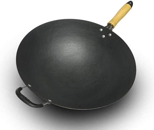 Wok de Hierro Fundido con Mango de Madera 36 cm miniatura 1