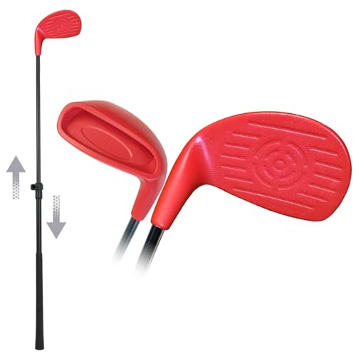 Image of KOFULL Golf Club with Oversize Club Head for Golf Game Buckets, 1 PCS Club Length Adjustable for Backyard Golf Game, Yard Golf Club for Adults Family, Hitting Plastic Foam Balls in Grass, 36", Red