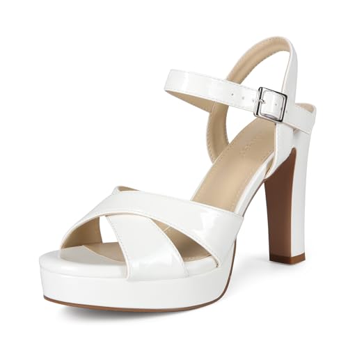Image of Platform High Heels for Women Strappy Chunky Heels Sandals for Women Open Toe Block Heeled Sandals with Ankle Strap Summer Dress Shoes