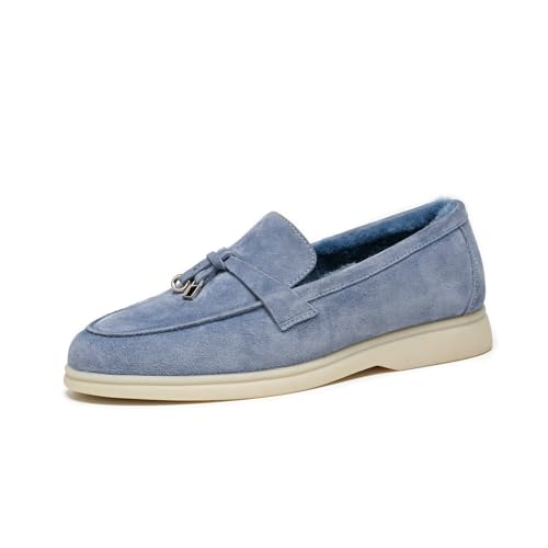 Image of BEAU TODAY Suede Loafers Flats for Women, Women's Slip On Penny Loafers, Leather Driving Comfortable Dress Ladies Loafers Casual Office Work Shoes