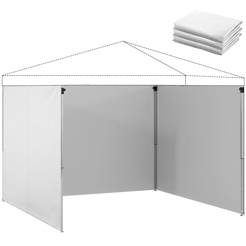 Outsunny Lot de 3 parois latérales pour tonnelle de 3 x 3 m, Panneaux Latéraux pour pavillon, Fermeture éclair, en Tissu Oxford, Blanc