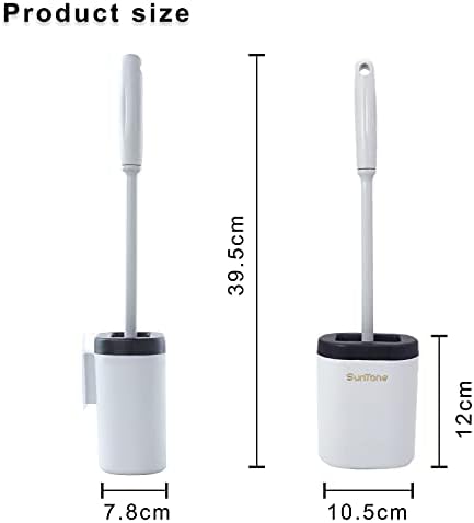 SUNTONE Toilet Brush, Toilet Brush and Holder, Silicone Toilet Brush and Holder set, Bathroom brush. Quick Drying, Deep Cleaning, Easy Use Cleaning loo brush.(Grey)