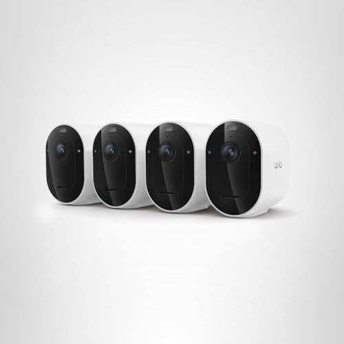 Arlo Pro Security Camera 2K HDR (6th Gen, 2025 Release) - Wireless Outdoor Camera, Rechargeable Removeable Battery, Event Captions, Emergency Response, 1-Month Trial of Secure Plan, 4 Cam, White