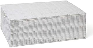 Arpan Resin Woven Under Bed Storage Box, Chest Shelf Toy Clothes Basket With Lid - White (Set of 2 - Large)