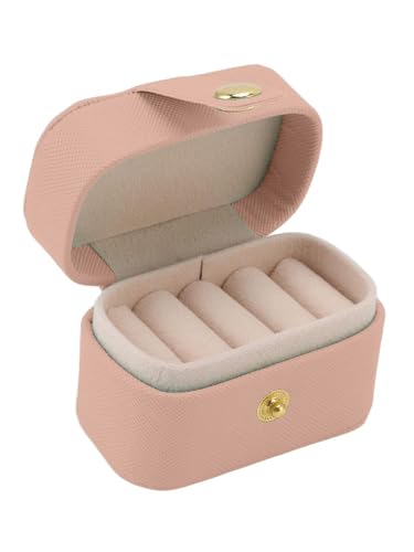 Image of Cortina Pu Leather Small Jewelry Box, Travel Portable Jewelry Case For Ring, Pendant, Earring, Necklace, Bracelet Organizer Storage Holder Boxes - Beige