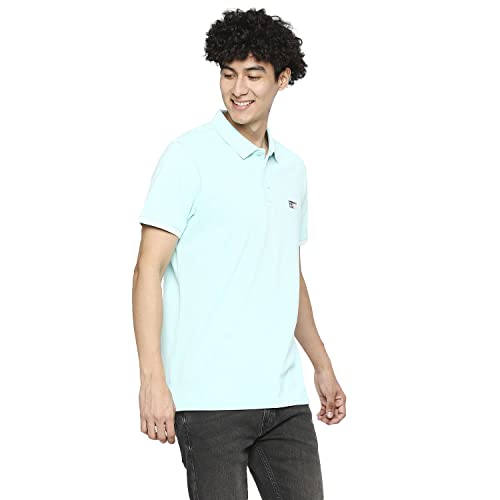 Image of Spykar Men's Slim Fit Polo Neck Half Sleeve Solid Casual T-Shirt