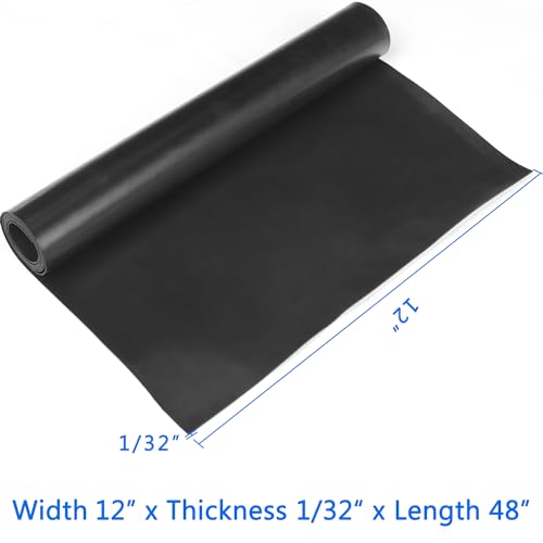 Image of WochiTV Solid Rubber Strips Rolls, 12 inch Wide x 1 /32 inch Thick x 48 inch Long Neoprene Rubber Sheets Perfect for DIY Gasket Material, Sealing, Liner, Shield, Padding, Mat