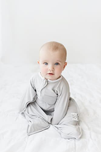 Image of bebon Transition Swaddle - Baby Wearable Blanket - Cozy Sleep Sack, Wrap with 2-Way Zipper - 95% Bamboo Viscose, 5% Spandex (CozyGrey, Small 4-8 Month)