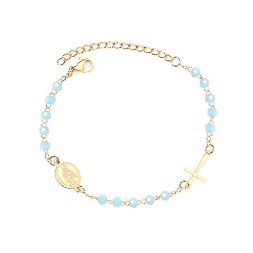 Bracelet croix Jésus en cristal perlé accessoire tendance pour soirées et quotidien