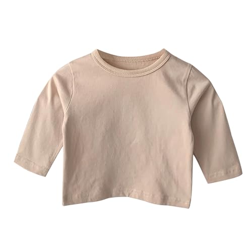 Kids Girls Long Sleeve Striped Tops Baby Spring Crewneck Pullover Toddler Basic Tee Shirts Clothes Khaki