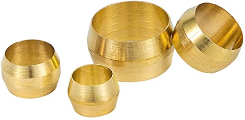 Breezliy 210Pcs Tube Od(1/8 Inch 3/16 Inch 1/4 Inch 5/16 Inch 3/8 Inch 1/2") Brass Compression Sleeves Ferrules,6 Sizes Brass Compression Fitting Assortment Kit thumb #3