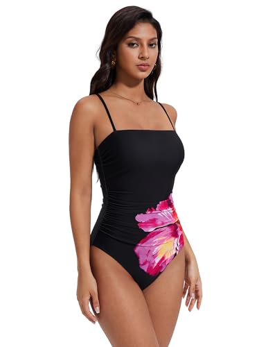 Image of SUUKSESS Women Sexy One Piece Swimsuit Tummy Control Square Neck Bathing Suit