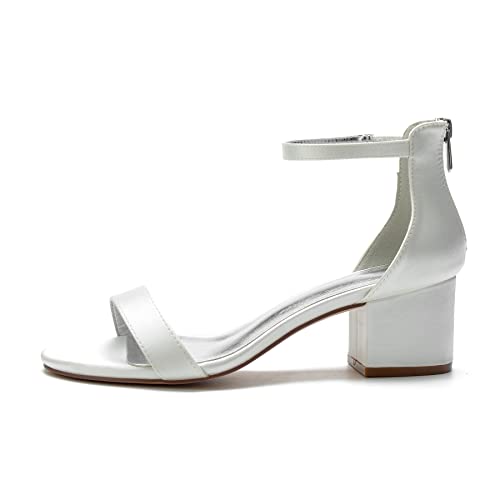 Sandales de mariée avec zip au dos et talons carrés stables - 3