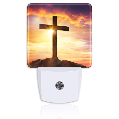Image of Christ Cross at Sunset Night Light for Kids Girls Boys,Crucifixion of Jesus LED Night Light Plug into Wall with Dusk to Dawn Sensor for Room Decor,Hallway,Kitchen,Bathroom,Nursery,Stairs