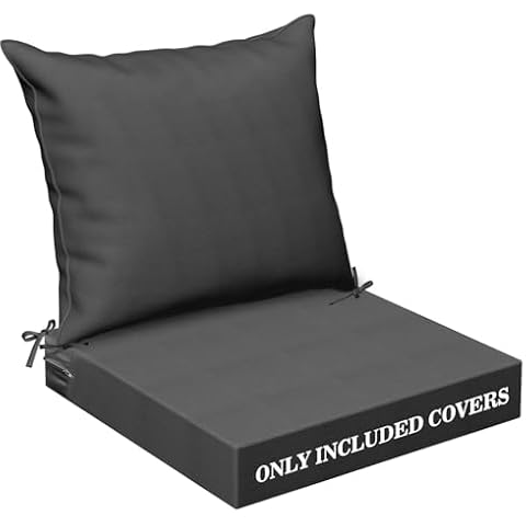 ClawsCover 2 Pieces Outdoor Patio Seat Cushion and Back Pillow Replacement Covers,Fit for Patio Seating Furniture Sofa Chair Couch Loveseat,24"x24"x4", 24"x22",Dark Gray-Include Covers Only Cover
