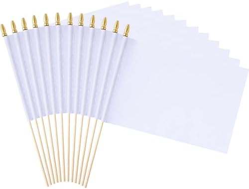 Amazon.com : 12 Pack 8x12 Inch Solid White Blank Flag Small Mini Plain ...