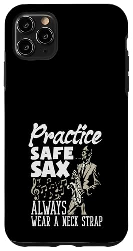 練習 安全 サックス Always Wear A ネック ストラップ おもしろサックス スマホケース iPhone 11 Pro Max 用
