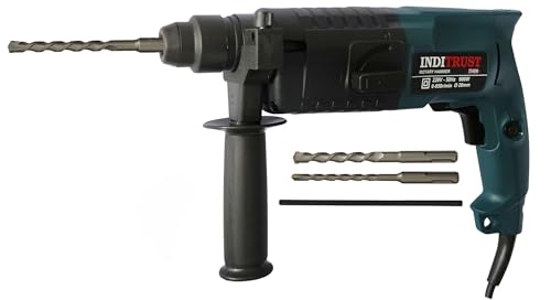 Inditrust 6-Month Warranty 850W 20mm Electric Hammer Drill Machine with 3pc Hammer bit Left/Right Rotary Hammer Drill 100% Copper Winding (BLUE)