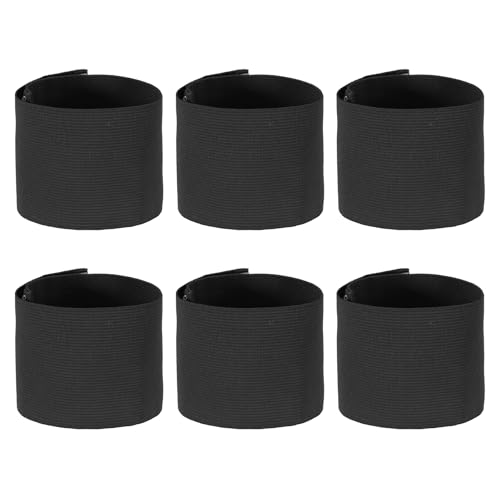 YELARXI Captain Arm Bands for Soccer, Soccer Captain Armband, Elastic Protective Arm Badge Adjustable Player Bands Fitting for (Adult/Football/Basketball/Sports) 6 Pcs & Black