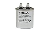 TEMCo Motor Run Capacitor RC0049-7.5 mfd uf 370/440 V VAC Volt 7.5 uf Oval HVAC TEMCo AC Electric