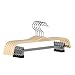 JS HANGER Natural Finish Wooden Pant Hangers with Anti-rust Hook and 2-Adjustable Clips, 5-Pack
