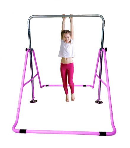 Kids Jungle Gymnastics Expandable Junior Training Monkey Bars Climbing Tower Child Play Training Gym Pink