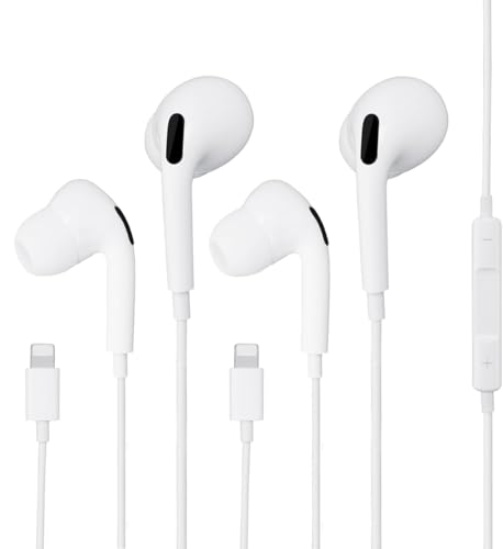 2 Packs Wired Earphones/Headphones for iPhone with Built-in Microphone and Volume Control,Earbuds Compatible with iPhone 14/13/12/11/XR/XS/X/8/7/SE/Pro/Pro Max,Support All iOS System,