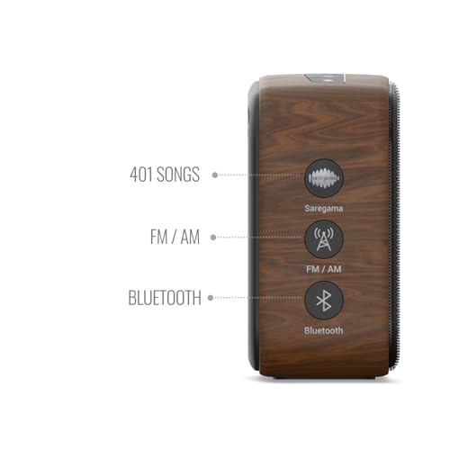 Image of Saregama Carvaan Mini Hindi - Music Player with 401 Pre-Loaded Retro Songs, Bluetooth /FM /AM /AUX, Type-C Charger (Oakwood Brown)