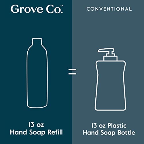 Grove Co. Hydrating Gel Hand Soap Refills (2 X 13 Fl Oz) + 1 X Reuseable Glass Soap Dispenser, Plastic-Free & Liquid Refillable Starter Kit, Natural Lavender Blossom & Thyme Fragrance #TOP4