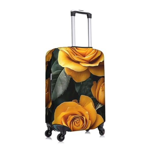 Yellow Roses Elastic Travel Luggage Cover, Washable Spandex Suitcase Protector, Anti-Scratch Fits 18-32 Inch3