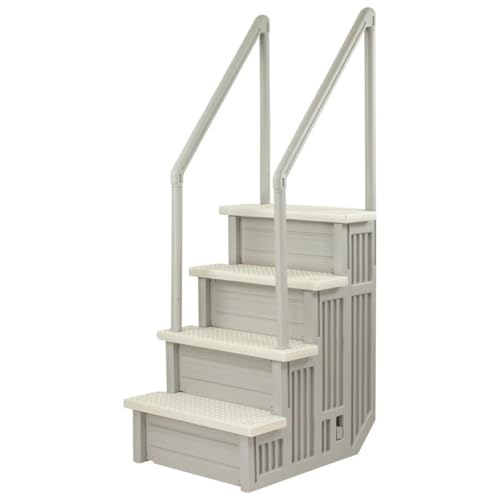 Escalera para piscina con peldaños antideslizantes Gris Perla
