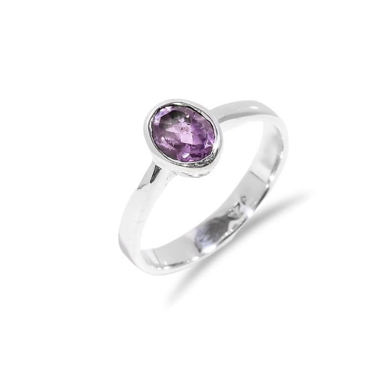 Bague améthyste argent 925 homme femme bague pierre naturelle ovale bohème