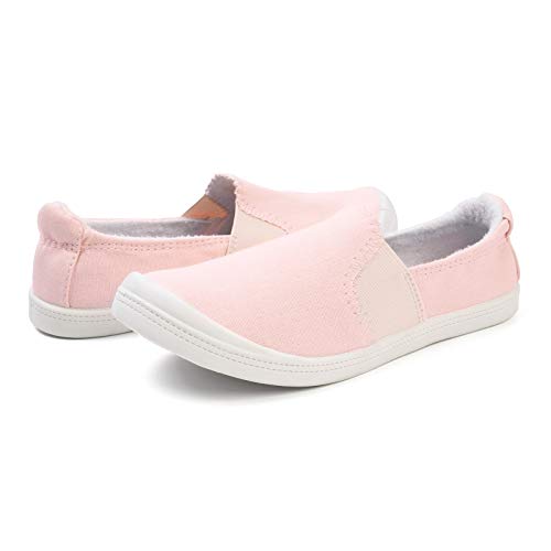 Image of FUNKYMONKEY Slip-On Canvas Sneakers for Women, Comfortable Lightweight Lace-Up Flat Casual Tennis Shoes Breathable Walking Shoes for Everyday Wear