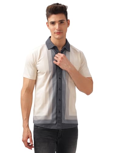 Image of BULLMER Trendy Regular Fit Printed Causal Half Sleeve Shirt for Men