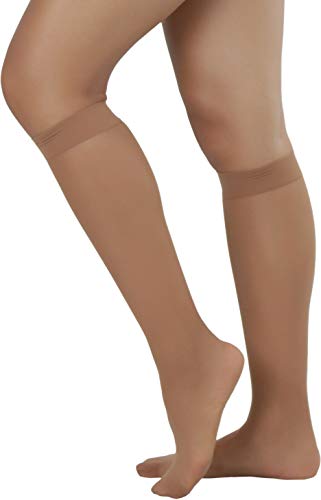 Image of ToBeInStyle Women Pack of 6 Sheer Knee-High Trouser Socks Reinforces Toes