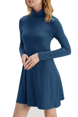 Image of KEEDONE Women's Long Sleeve Turtleneck Casual Loose T-Shirt Dresses