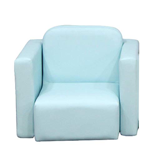 Wpyyi Children's Sofa, 3-In-1 Pvc Multi-Functional Convertible Kids Table And Chair Set With Solid Wood Frame, Load Up To 100 Lbs (Color : Blue) #TOP24