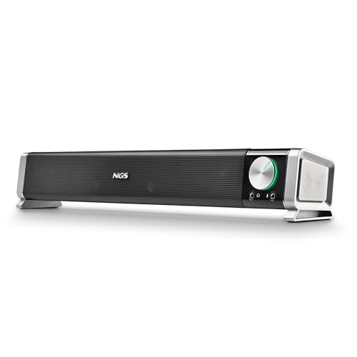 NGS SB500 - BT - Barra de Sonido Inalámbrica, Bluetooth 20W para PC, TV, Smartphone o Tablet, Estéreo, Alimentación USB, Jack 3.5 mm, Entrada Micrófono, Salida Auriculares, Plug & Play, Compacto