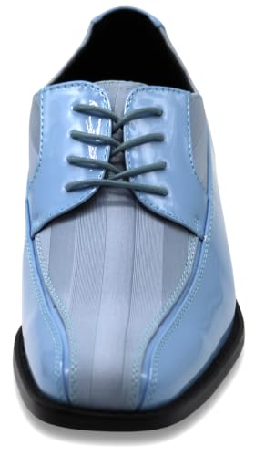 Image of BMY Men's Striped Satin Matching Patent Upper Oxfords Formal Dress Shoes