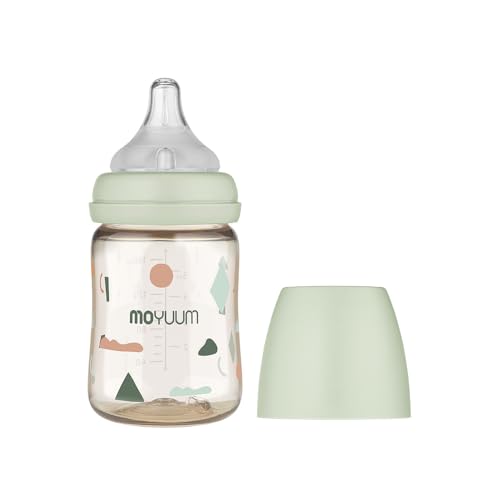 PPSU All in One Baby Bottle, PPSU Baby Bottle for Breastfeeding Babies, Anti-Colic Wide-Neck Non-Tip Stable Base, Easy to Clean Natural Baby Bottle Cloud Edition 170ml, 6oz, Stage 1 (Slow Flow)