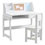 XNKL Kids Study Desk and Chair Set, Student Table and Chair Set with Storage Shelf, Wooden Kids Desk with Hutch, Children Writing Table for Home School