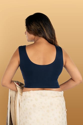 Image of Abhi Readymade Saree Blouse for Women- Sleeveless, Round Neck, Regular-fit, Stretchable, Pull-on Style Blouse
